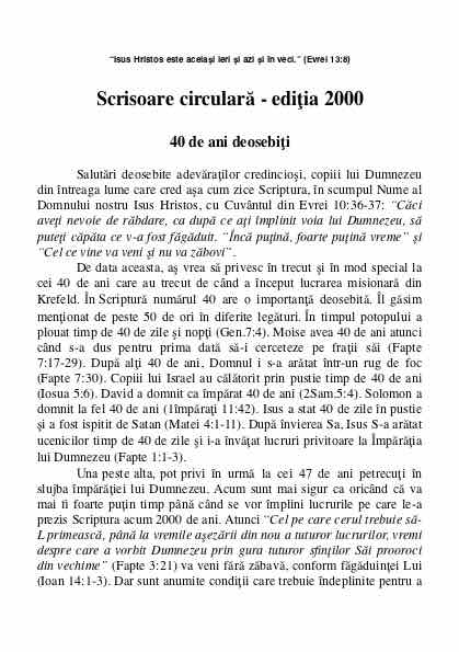 Scrisoare circulară - ediţia 2000